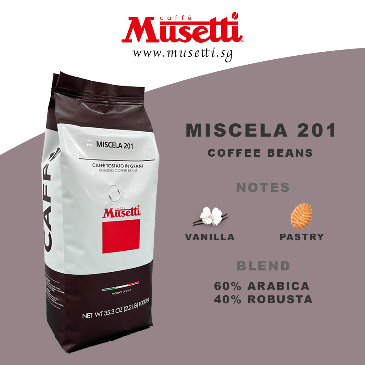 MUSETTI COFFEE BEANS MISCELA 201 1 KG