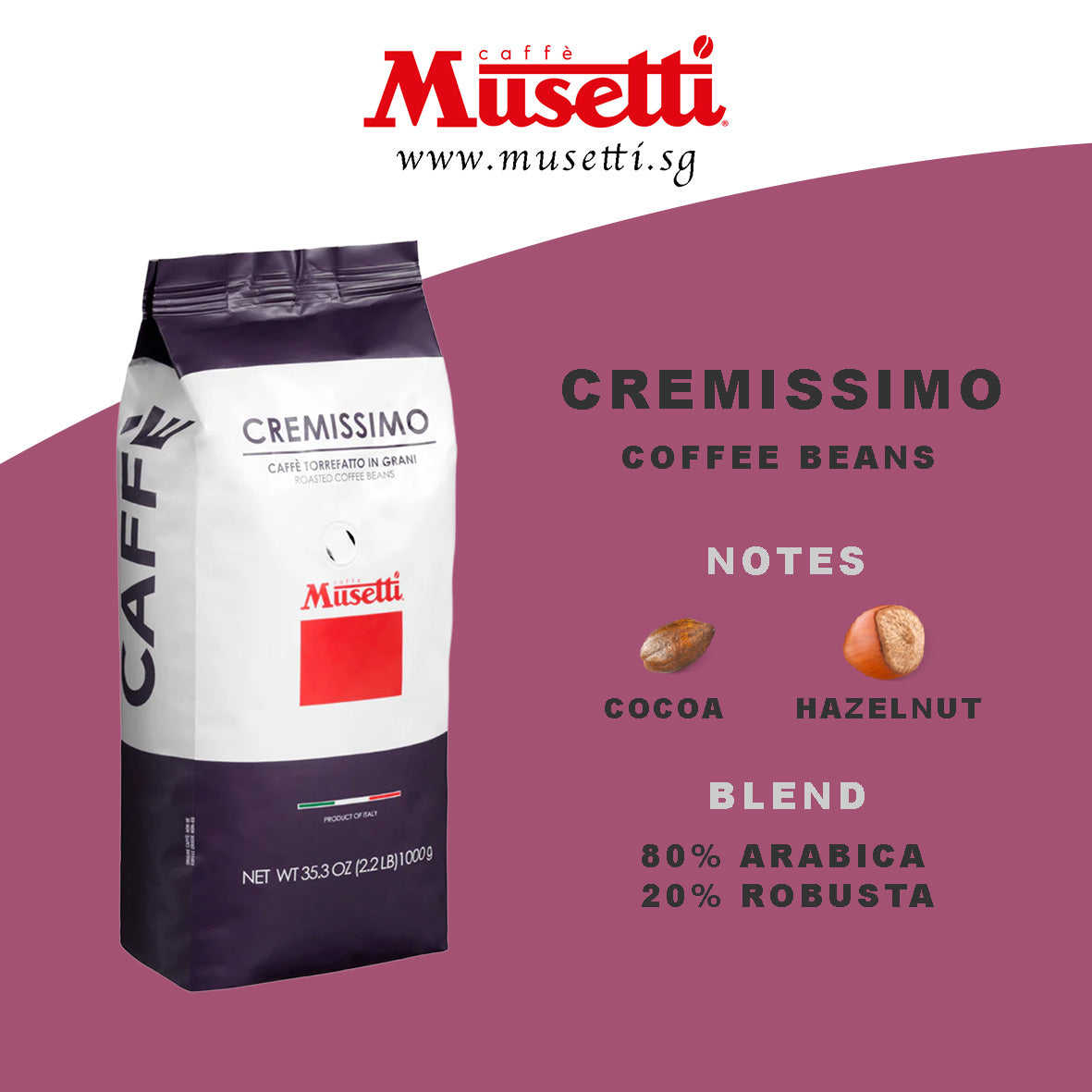 MUSETTI COFFEE BEANS CREMISSIMO 1 KG