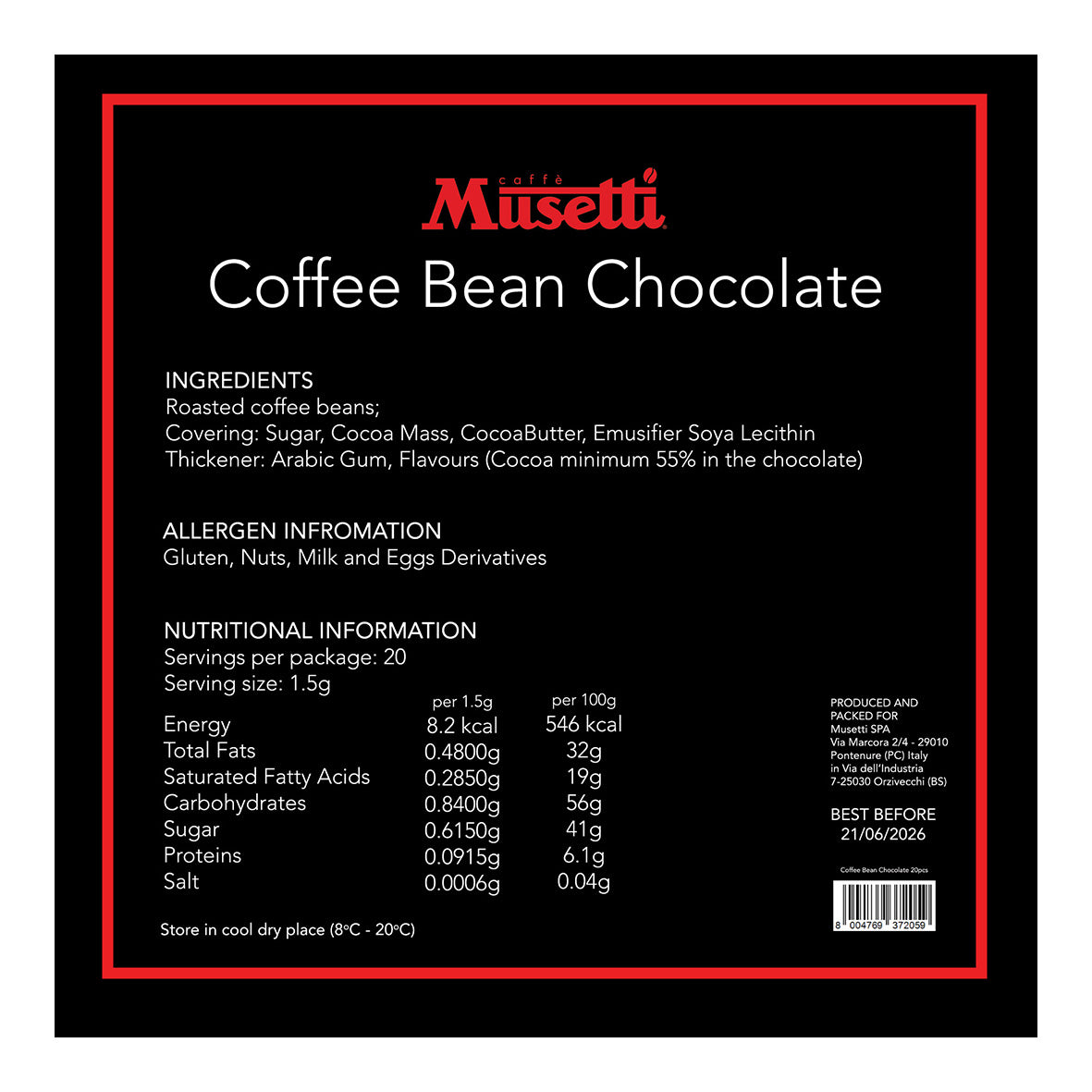 MUSETTI COFFEE BEAN CHOCOLATE