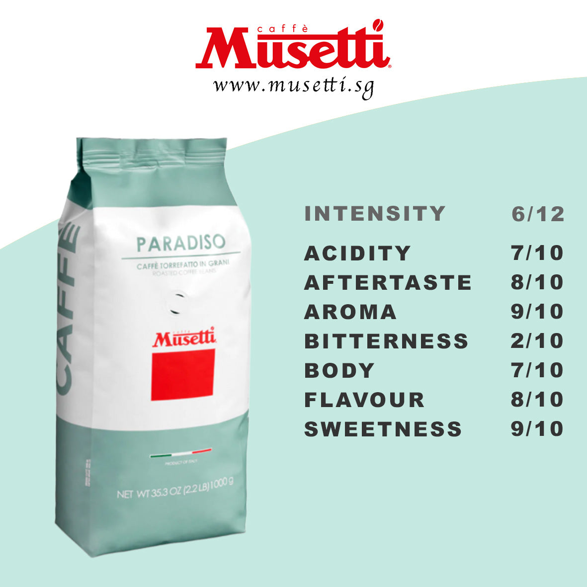 MUSETTI COFFEE BEANS PARADISO 1 KG