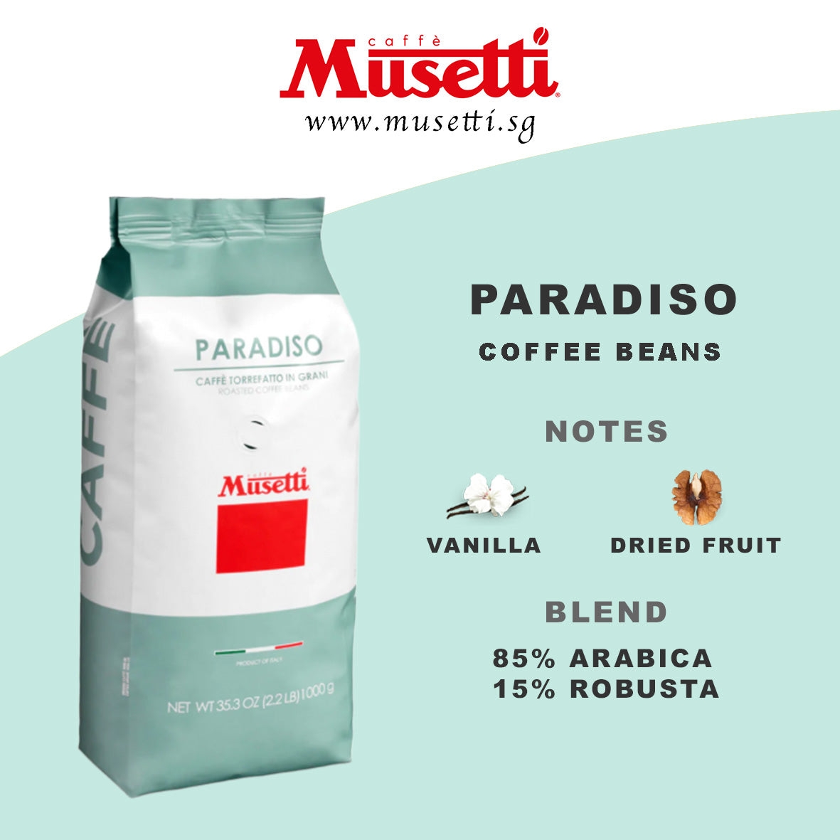 MUSETTI COFFEE BEANS PARADISO 1 KG