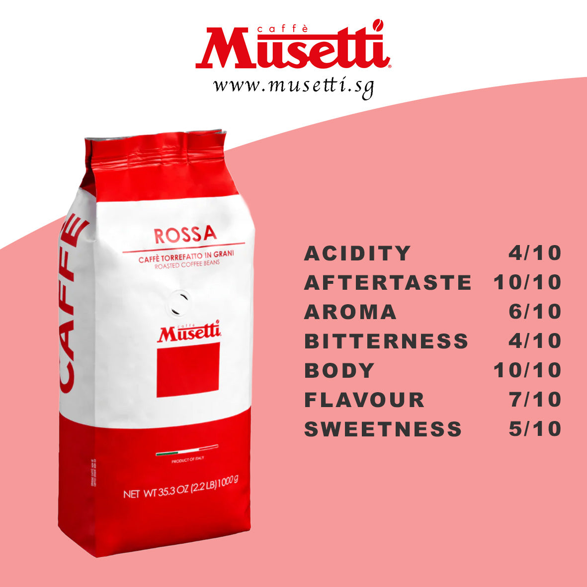 MUSETTI COFFEE BEANS  ROSSA 1 KG